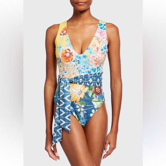 JOHNNY WAS Nessa Tie-Front One-Piece Swimsuit - Picture 1 of 6